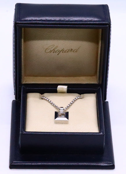CHOPARD 18 KT WHITE GOLD HAPPY DIAMOND NECKLACE PENDANT & CHAIN