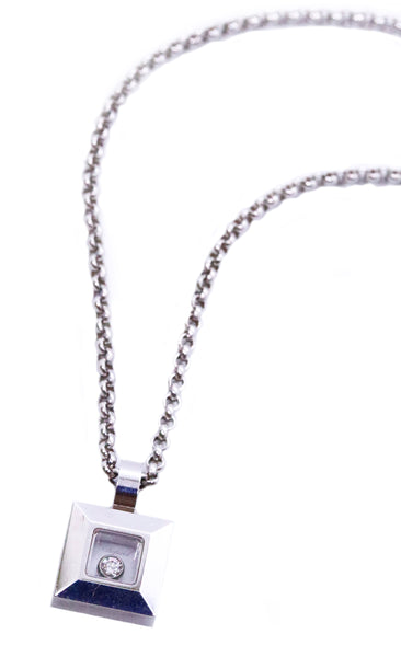 CHOPARD 18 KT WHITE GOLD HAPPY DIAMOND NECKLACE PENDANT & CHAIN
