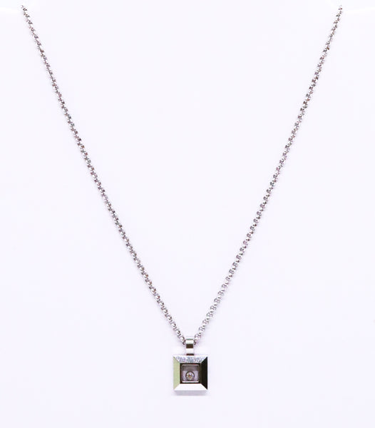 CHOPARD 18 KT WHITE GOLD HAPPY DIAMOND NECKLACE PENDANT & CHAIN