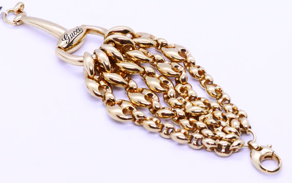 GUCCI VINTAGE HORSE BIT MASSIVE MULTI CHAIN 18 KT GOLD BRACELET SIZE 18 CM