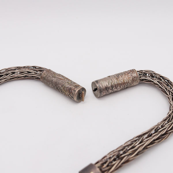 -Rena Beatrice Koopman 1978 Rare Sculptural Necklace In Sterling With Moonstone