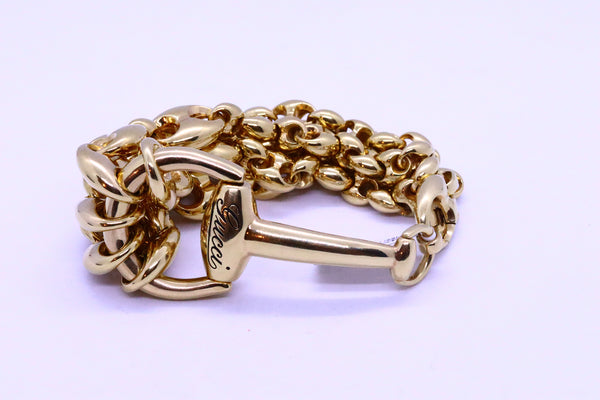 GUCCI VINTAGE HORSE BIT MASSIVE MULTI CHAIN 18 KT GOLD BRACELET SIZE 18 CM