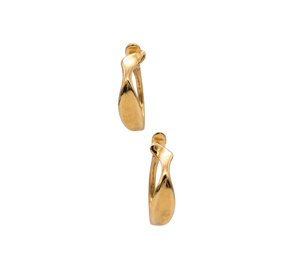 TIFFANY & CO. 1980 By Elsa Peretti Rare Lilies Hoops Earrings In Solid 18Kt Yellow Gold