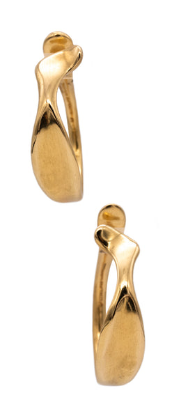 TIFFANY & CO. 1980 By Elsa Peretti Rare Lilies Hoops Earrings In Solid 18Kt Yellow Gold