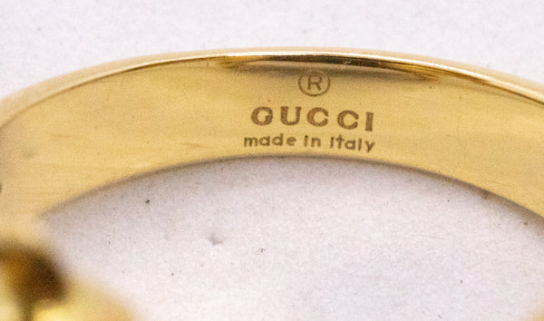 GUCCI ITALY 18 KT GOLD HORSE BIT RING WITH A MASSIVE TIGER EYE