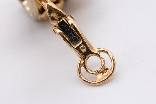 Boucheron Paris Large Ribbons Earrings With Fluted Pattern In Two Tones Of 18Kt Gold