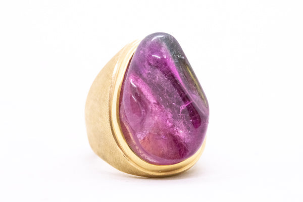 BURLE MARX 18 KT FORMA LIVRE RING WITH CARVED 11.5 Ct WATERMELON TOURMALINE