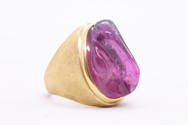 BURLE MARX 18 KT FORMA LIVRE RING WITH CARVED 11.5 Ct WATERMELON TOURMALINE