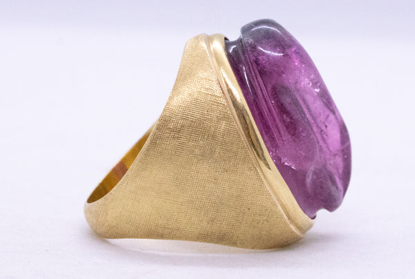 BURLE MARX 18 KT FORMA LIVRE RING WITH CARVED 11.5 Ct WATERMELON TOURMALINE