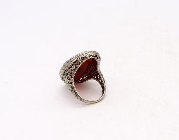 Giovanni & Luigi Pichler 1790 Rare Carved Amber Intaglio Mounted in 18Kt Ring
