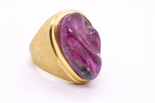 BURLE MARX 18 KT FORMA LIVRE RING WITH CARVED 11.5 Ct WATERMELON TOURMALINE