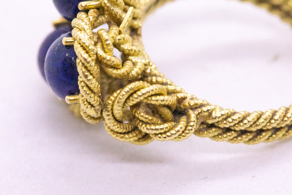 H. STERN 1950 BRAZIL 18 KT VINTAGE ROPE RING WITH LAPIS LAZULI