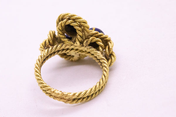 H. STERN 1950 BRAZIL 18 KT VINTAGE ROPE RING WITH LAPIS LAZULI
