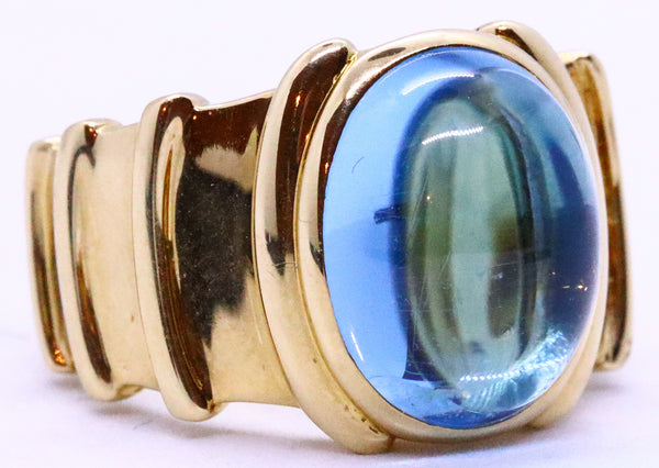MARINA B. 18 KT GOLD WITH BRAZILIAN BLUE TOPAZ GEMSTONE CABOCHON RING