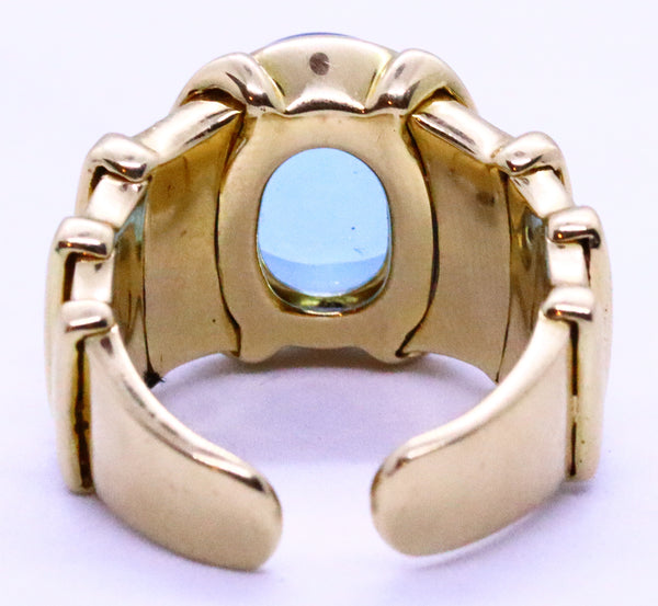 MARINA B. 18 KT GOLD WITH BRAZILIAN BLUE TOPAZ GEMSTONE CABOCHON RING