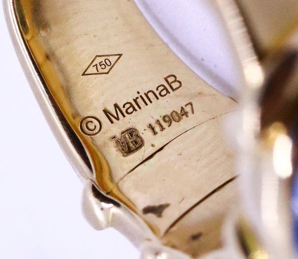 MARINA B. 18 KT GOLD WITH BRAZILIAN BLUE TOPAZ GEMSTONE CABOCHON RING