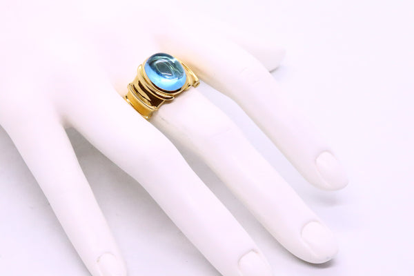 MARINA B. 18 KT GOLD WITH BRAZILIAN BLUE TOPAZ GEMSTONE CABOCHON RING