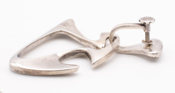 GEORG JENSEN BY HENNING KOPPEL 1950 AMOEBA DANGLE EARRINGS IN STERLING SILVER #125