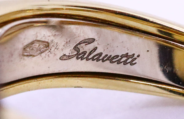 SALAVETTI 18 KT GOLD DIAMONDS & EBONY WOOD MODERN DESIGN RING