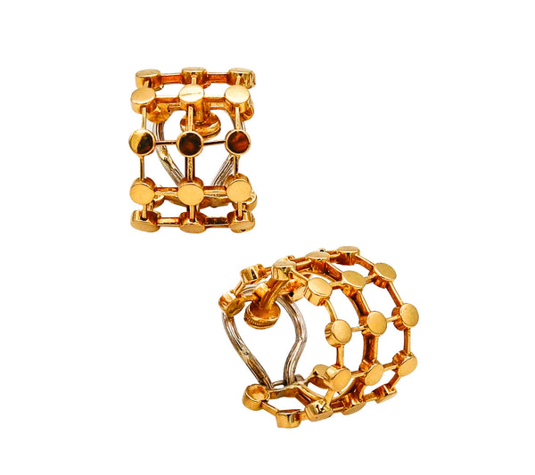 Tiffany & Co. France 1980 Paloma Picasso Geometric Hoop Earrings in 18Kt Yellow Gold