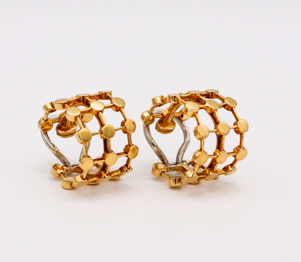 Tiffany & Co. France 1980 Paloma Picasso Geometric Hoop Earrings in 18Kt Yellow Gold