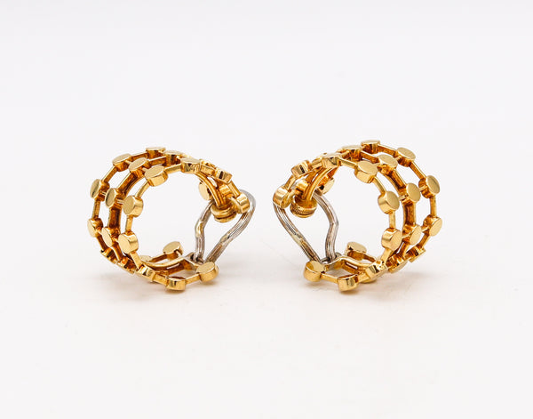Tiffany & Co. France 1980 Paloma Picasso Geometric Hoop Earrings in 18Kt Yellow Gold