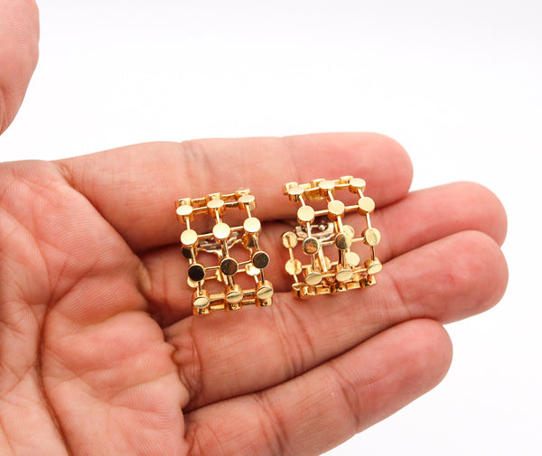 Tiffany & Co. France 1980 Paloma Picasso Geometric Hoop Earrings in 18Kt Yellow Gold