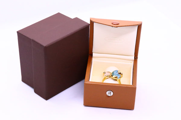 MARINA B. 18 KT MOONSTONE AND BLUE TOPAZ "SPHERES BEADS" RING