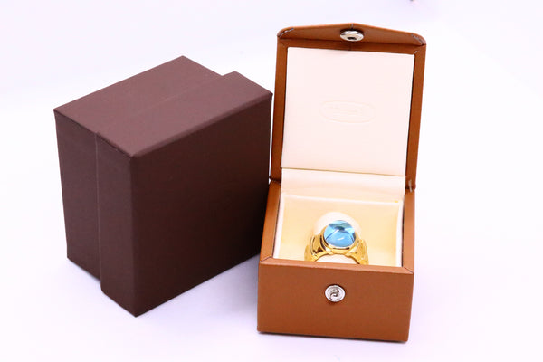 MARINA B. 18 KT GOLD WITH BRAZILIAN BLUE TOPAZ GEMSTONE CABOCHON RING