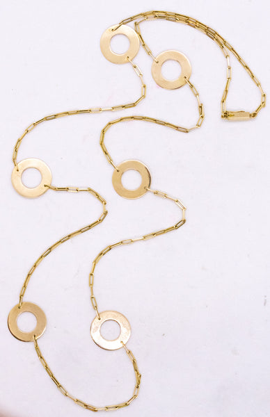 DINH VAN PARIS 18 KT GOLD RARE GEOMETRICAL SAUTOIR FROM 1970