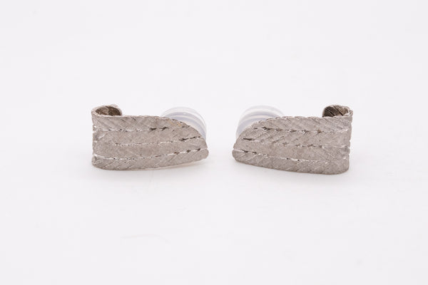 Buccellati Milano Geometric Woven Earrings In 18Kt White Gold