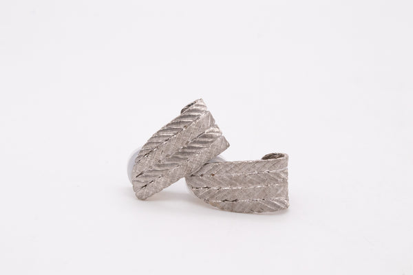 Buccellati Milano Geometric Woven Earrings In 18Kt White Gold