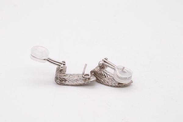 Buccellati Milano Geometric Woven Earrings In 18Kt White Gold