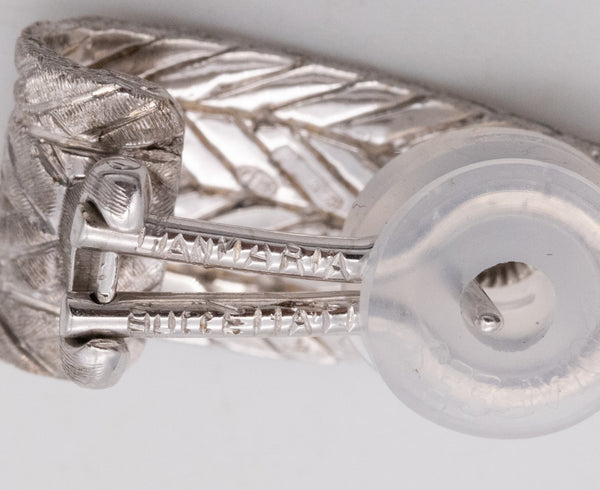 Buccellati Milano Geometric Woven Earrings In 18Kt White Gold