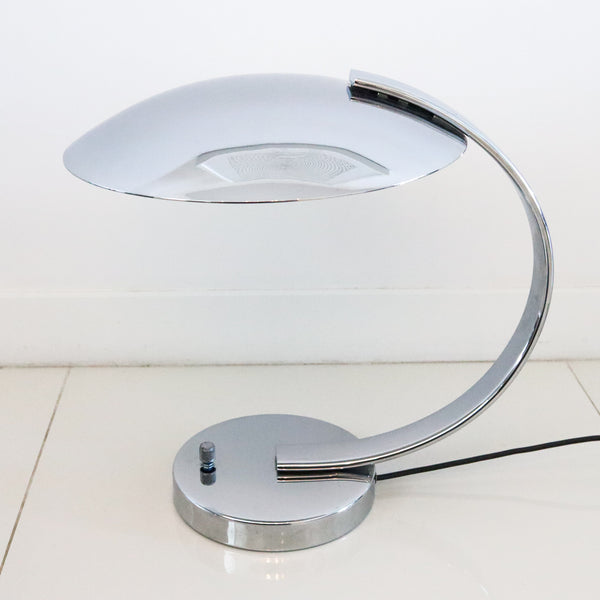 Pierre Disderot Paris 1980 Pair Of Aerodynamic Desk Lamps in Nickel Chrome