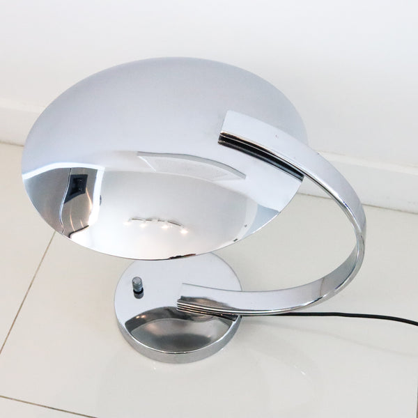 Pierre Disderot Paris 1980 Pair Of Aerodynamic Desk Lamps in Nickel Chrome