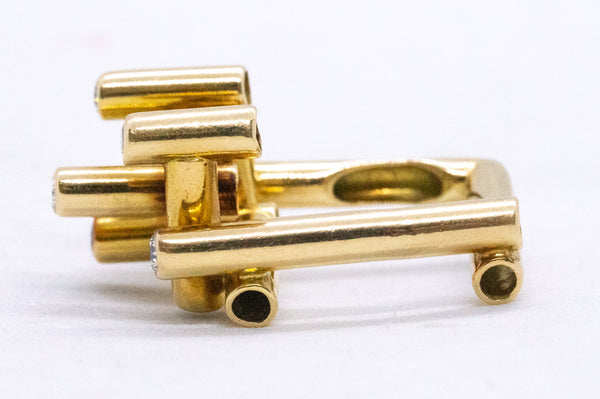 GEOMETRIC STUDIO PIECE 18 KT RETRO PIPES RING WITH VS DIAMONDS