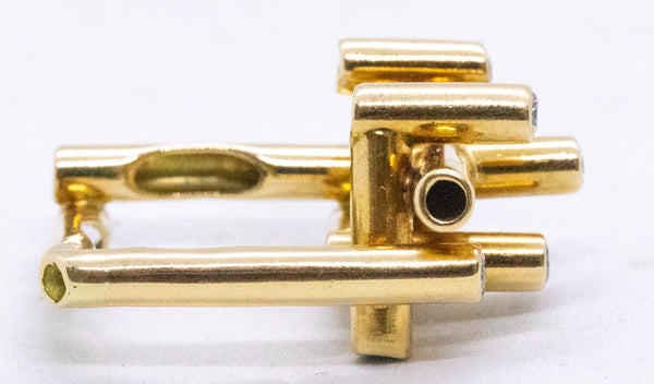 GEOMETRIC STUDIO PIECE 18 KT RETRO PIPES RING WITH VS DIAMONDS