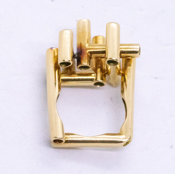 GEOMETRIC STUDIO PIECE 18 KT RETRO PIPES RING WITH VS DIAMONDS