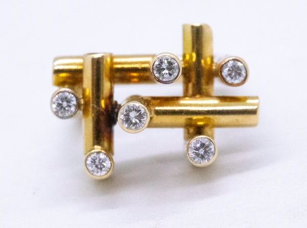 GEOMETRIC STUDIO PIECE 18 KT RETRO PIPES RING WITH VS DIAMONDS