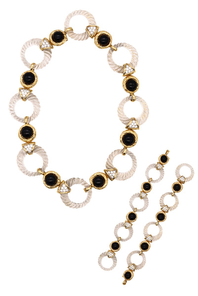 Boucheron 1970 Paris Convertible Necklace Bracelets In 18Kt With 48.84 Cts In Diamonds And Rock Quartz