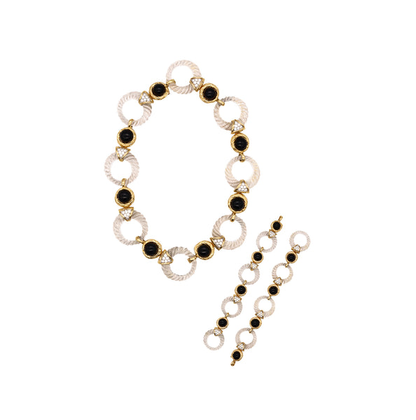 Boucheron 1970 Paris Convertible Necklace Bracelets In 18Kt With 48.84 Cts In Diamonds And Rock Quartz