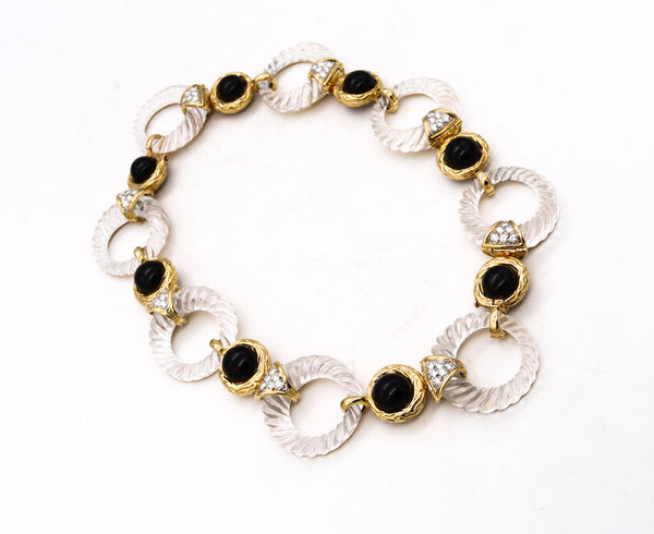 Boucheron 1970 Paris Convertible Necklace Bracelets In 18Kt With 48.84 Cts In Diamonds And Rock Quartz