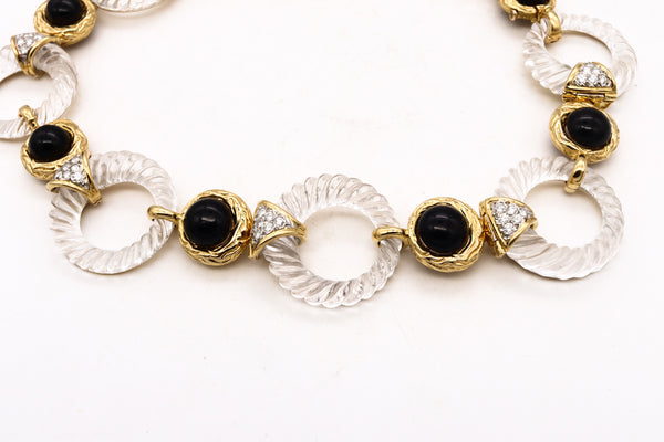 Boucheron 1970 Paris Convertible Necklace Bracelets In 18Kt With 48.84 Cts In Diamonds And Rock Quartz