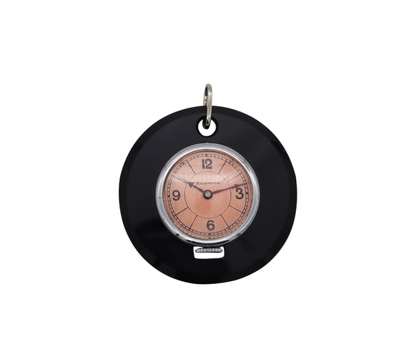 Mauboussin Paris 1950 Mido Skeleton Round Watch pendant in 18 kt & Stainless with Onyx