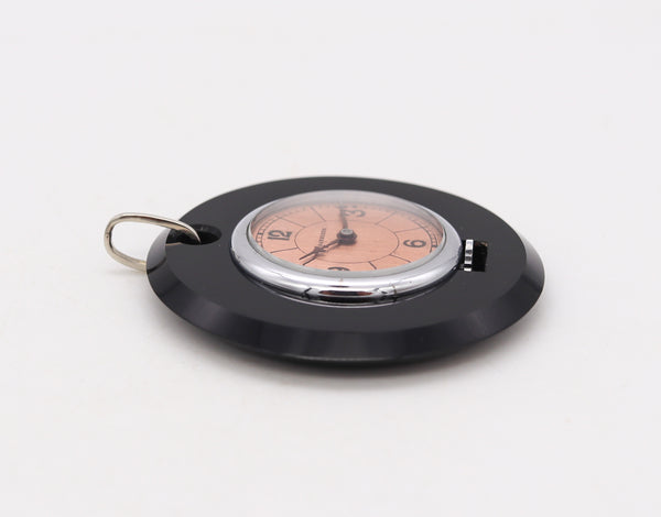 Mauboussin Paris 1950 Mido Skeleton Round Watch pendant in 18 kt & Stainless with Onyx