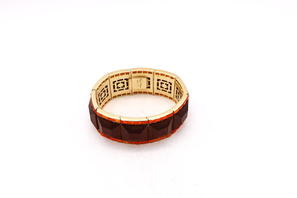 Rene Boivin Paris 18Kt Yellow Gold Bracelet With 60 Cts Of Natural Fire Opals And Woods