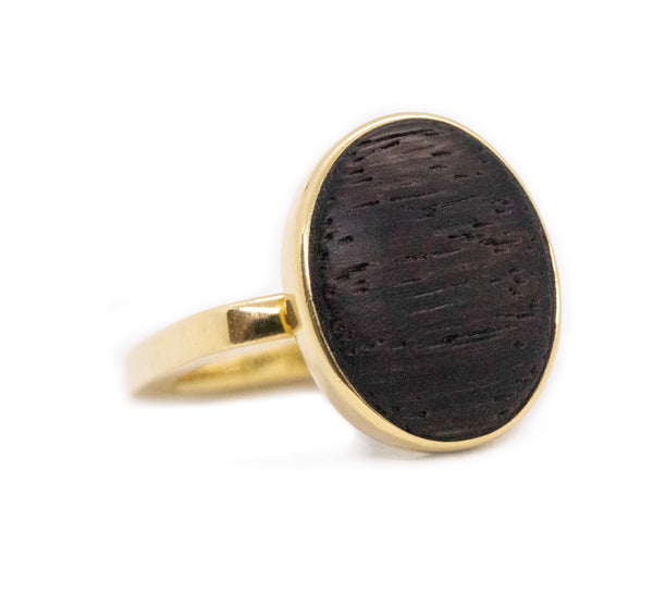 CARTIER PARIS JEAN DINH VAN RARE 1960 18 KT RING WITH ROSE WOOD