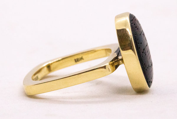 CARTIER PARIS JEAN DINH VAN RARE 1960 18 KT RING WITH ROSE WOOD