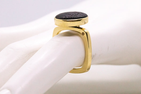 CARTIER PARIS JEAN DINH VAN RARE 1960 18 KT RING WITH ROSE WOOD